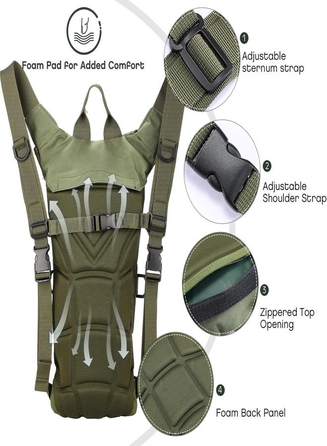 Optifit® Trekking Hydration Backpack, with 3L Water Bladder for Men Women Kids, Professional Waterproof Tactical Water Bag for Hiking, Biking, Running, Walking, BPA Free, Army Green - Image 3