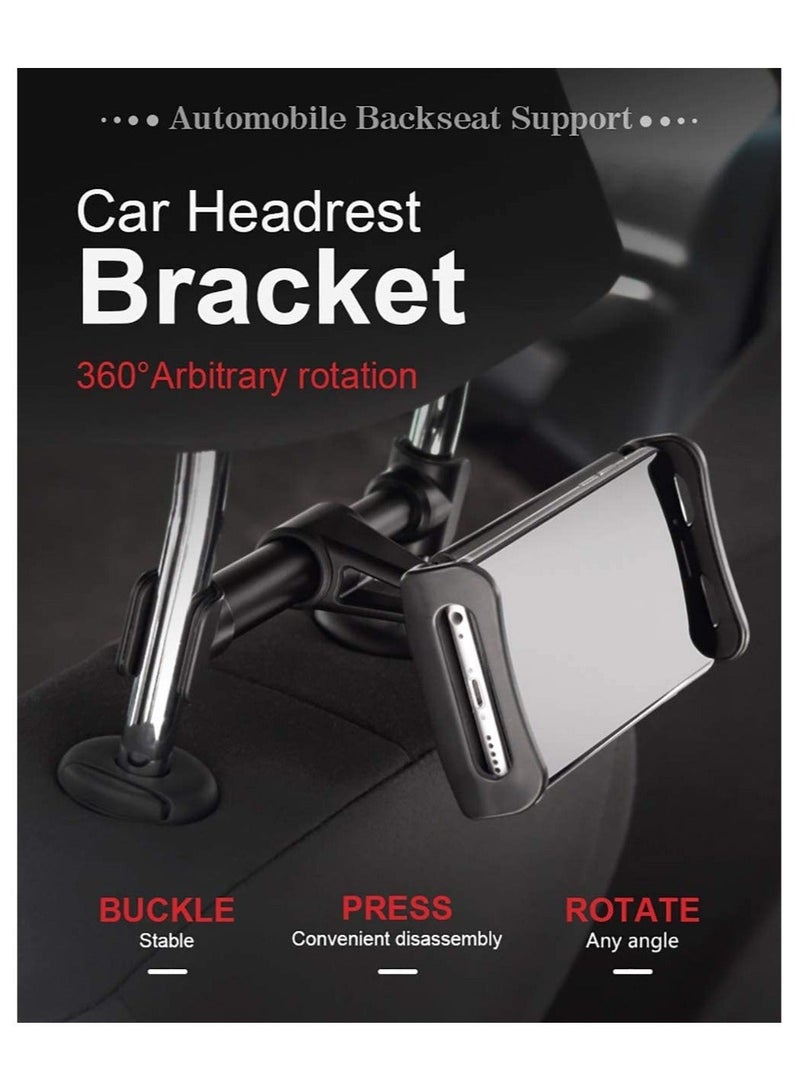 Car Headrest Mount/Tablet Holder Car Backseat Seat Mount/Tablet Headrest Holder Universal 360° Rotating Adjustable for All 4.5"-10.5" Tablet iPad - Image 2
