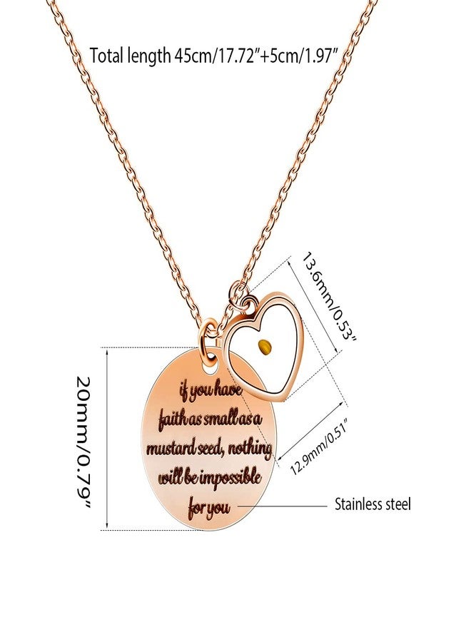 Uloveido Stainless Christian Necklace Engraved If You Have Faith as Small a Mustard Seed, Nothing is Impossible for You Y820 (Rose Gold, Heart) - Image 3
