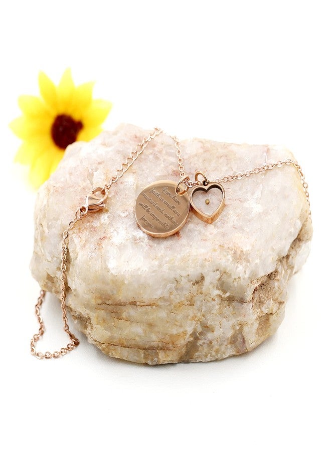 Uloveido Stainless Christian Necklace Engraved If You Have Faith as Small a Mustard Seed, Nothing is Impossible for You Y820 (Rose Gold, Heart) - Image 5