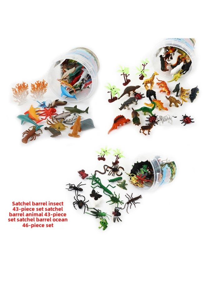 Dinosaur Wild Marine Insect Simulation Model Toys Barrel Marine Animals Children's Small Toys-Color:10 Accessories (pen Posters) - Image 1