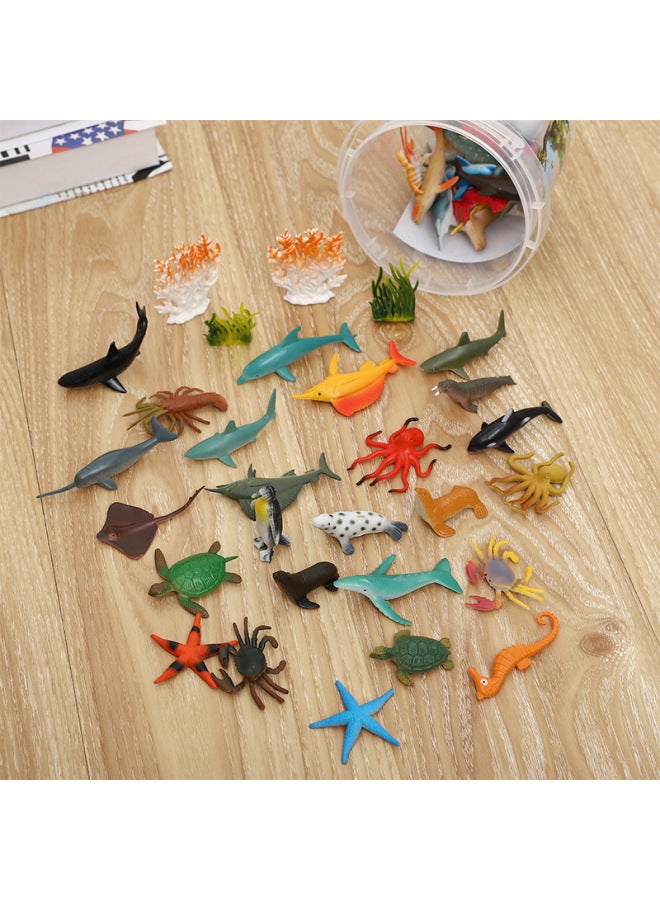 Dinosaur Wild Marine Insect Simulation Model Toys Barrel Marine Animals Children's Small Toys-Color:10 Accessories (pen Posters) - Image 2