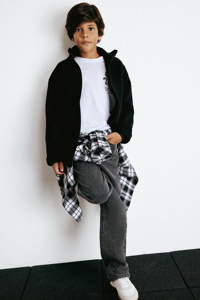 ديفاكتو قميص جاكيت اولادي كم طويل اوفر سايز بياقة عالية - Image 2