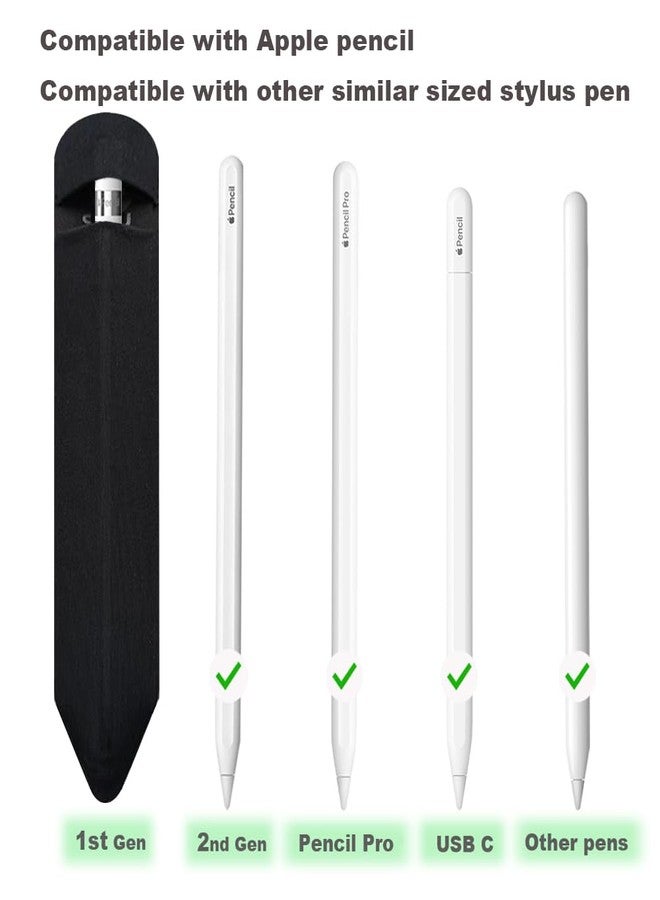 SIXFU Pencil Holder Compatible with Apple Pencil Pro/ 2nd Generation/ 1st Generation/USB-C Pencil, Adhesive Elastic Sleeve Pocket for iPad Pencil and Multiple Types Stylus Pen, 2Pack(Black) - Image 4