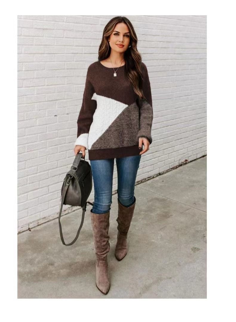 Loquat Women's Fashion Color Contrast Loose Sweater  - Image 2