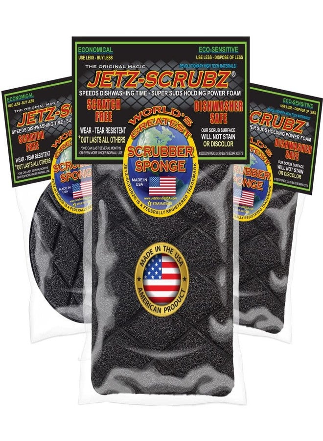 Jetz-Scrubz Trio Kitchen Scrubber Sponges, Set of 3 - Image 1