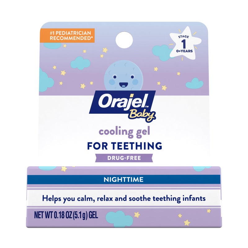 Orajel Baby Nighttime Cooling Gel for Teething, Drug-Free, #1 Pediatrician Recommended Brand for Teething*, One .18oz Tube - Image 1