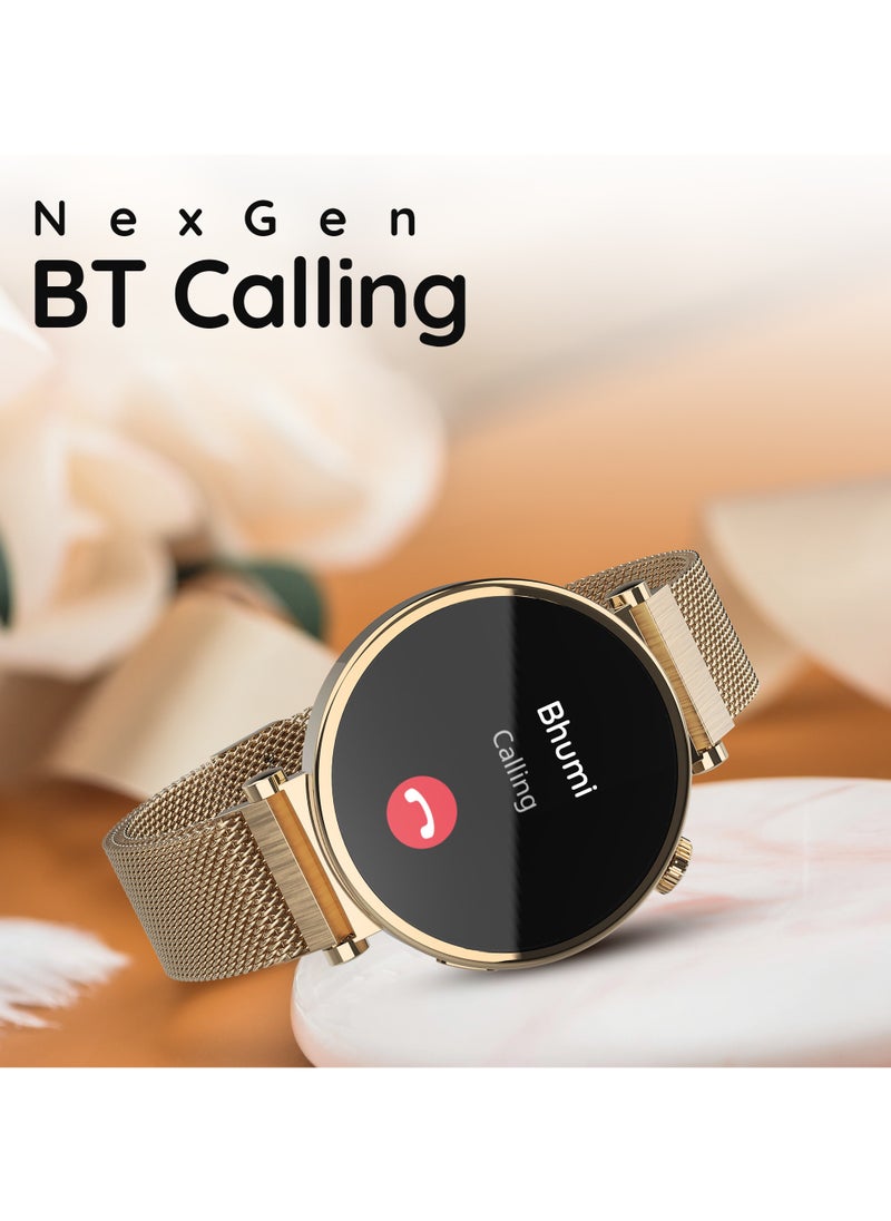 Pebble Vama Smart Watch for Women, 1.32" AMOLED Display, Bluetooth Calling, Always-On Display, Health Monitoring, Multiple Sports Modes, AI Voice Assistant, DIY Watch Faces, Ivory Gold  - Image 4