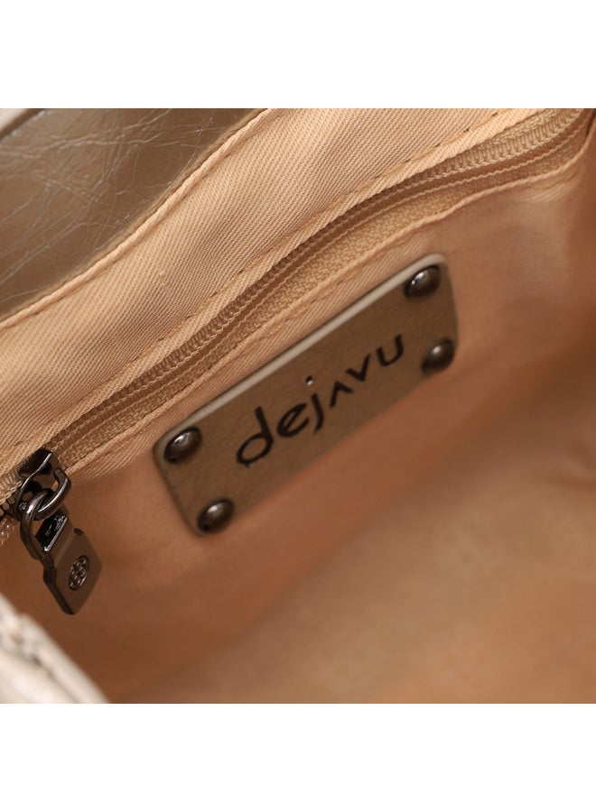 Perforated Mini Leather Metalic Silver Crossbody Bag