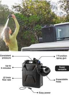 ARB Ontap Portable Shower 22L & 12V - Black Edition - 7 Spray Modes - Perfect For Camping & Beach - Otsbla400  - Image 5
