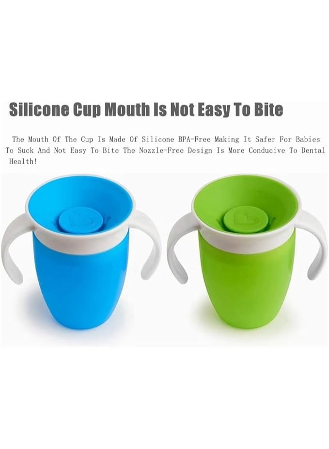 Cool Baby 360 Non-Leakage Baby Learning Drinking Cup For Infants Drinking Cup For Children Anti-Choking Water Cup For Children Silicone With Handle Large Diameter(Blue-Green) - Image 3