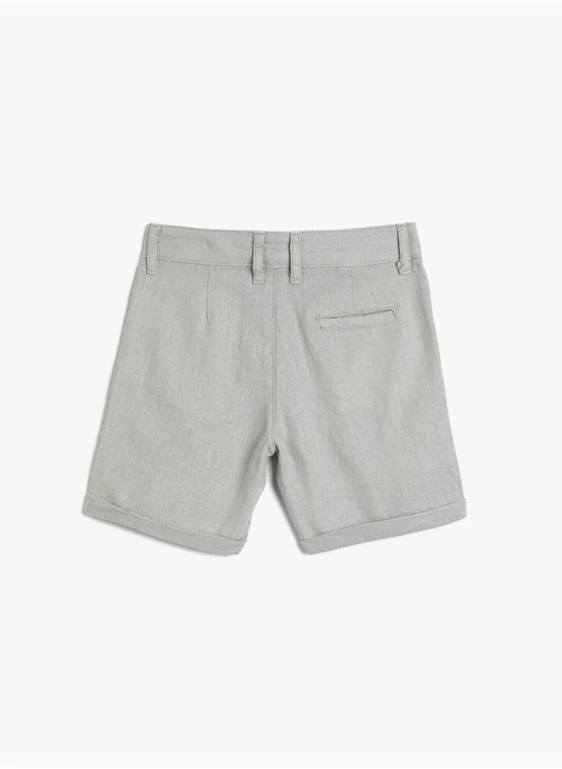 كوتون Linen Shorts Drawstring Pockets