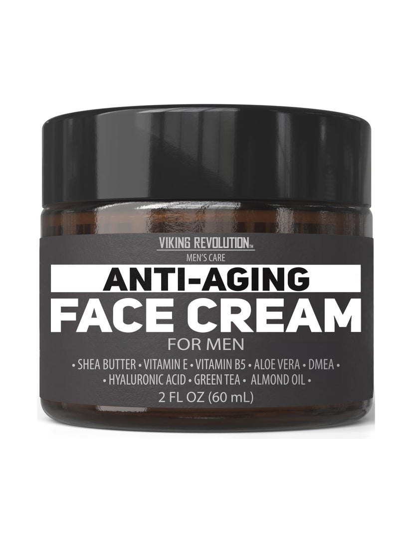 Viking Revolution Viking Revolution Mens Anti Aging Face Cream - Mens Face Moisturizer for Men with Hyaluronic Acid, Aloe Vera, Vitamin E - Wrinkle Cream for Men with Vitamin B5, Green Tea (2 Fl Oz)  - Image 1