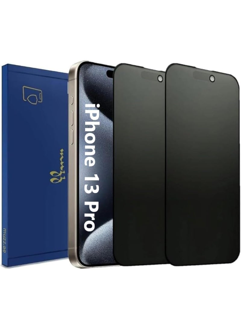 Muzz IPhone 13 Pro Matte Privacy Ceramic Screen Protector Film 2pcs Matte Anti-Spy Full Adhesive Flexible[Not Glass] Anti-Spy Full Adhesive Upgaraded Flexible Film (iPhone 13 Pro) - Image 1