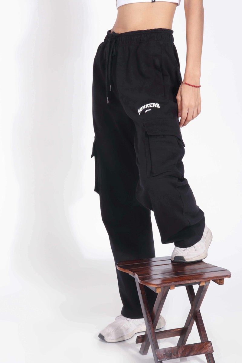 Bonkers Corner Black Utility Straight Fit Pant for Women's - Image 2