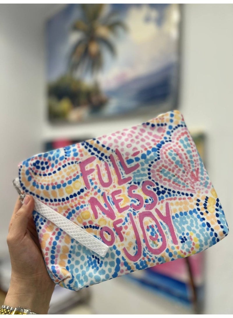 Waterproof beach tote bag with a makeup clutch—a large gabardine beach bag with high-quality double-sided printing, perfect for travel and summer vacations - Image 3