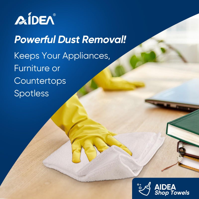 AIDEA Microfiber Cleaning Cloths White-100PK, Absorbent Cleaning Rags, Commercial Shop Rags Lint-Free, Scratch-Free, White Microfiber Towels for Cars, Kitchen Towels White (11.5 in.x 11.5 in.) - Image 3
