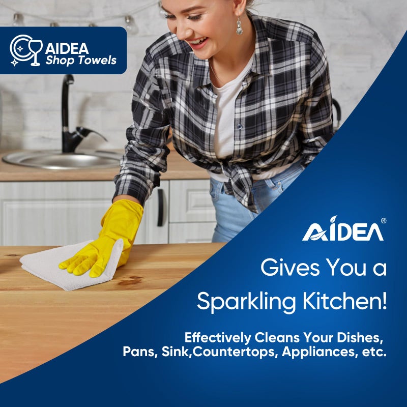 AIDEA Microfiber Cleaning Cloths White-100PK, Absorbent Cleaning Rags, Commercial Shop Rags Lint-Free, Scratch-Free, White Microfiber Towels for Cars, Kitchen Towels White (11.5 in.x 11.5 in.) - Image 5