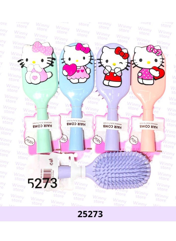 مشط شعر أطفال شخصية هيلو كيتي – مشط لطيف متعدد الألوان لتسريح شعر البنات والأولاد – تصميم كرتوني جذاب ومريح للاستخدام اليومي - ( عدد 5 )