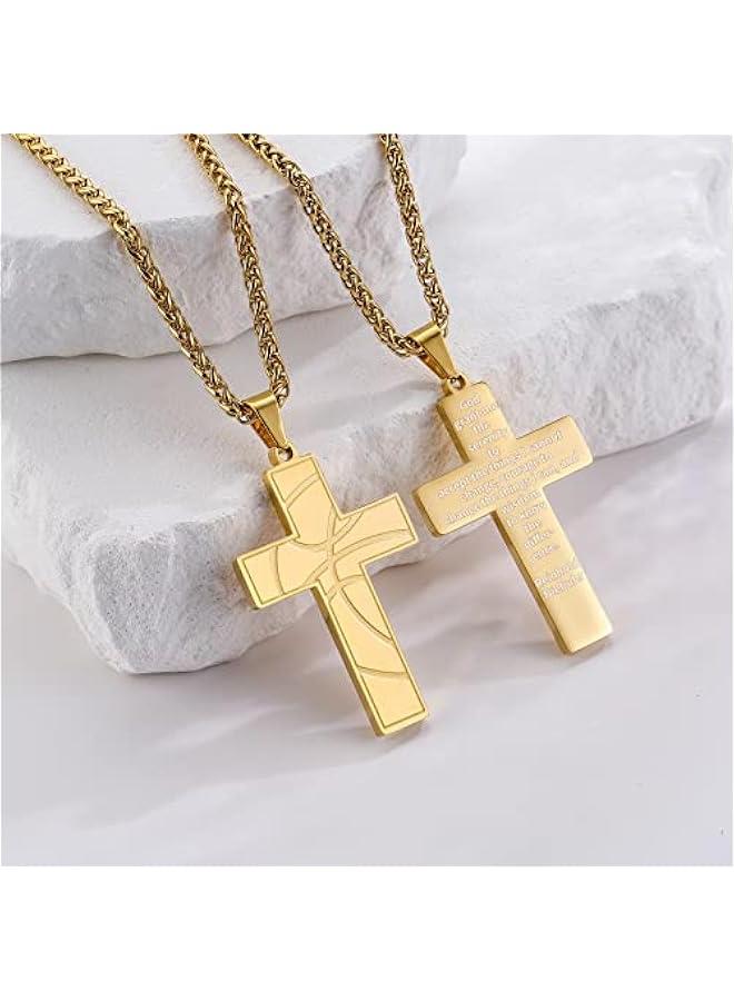 Arabest Basketball Cross Necklace for Boys Men, Stainless Steel Bible Verse Pendant Chain, Christian Religious Jewelry Gifts for Son Teen Boys - Image 2