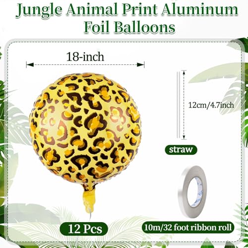 HSLCGF 12 Pcs 18 inch Leopard Print Aluminum Foil Balloons Animal Print Balloons for Zoo Themed Jungle Safari Themed Birthday Decorations - Image 5