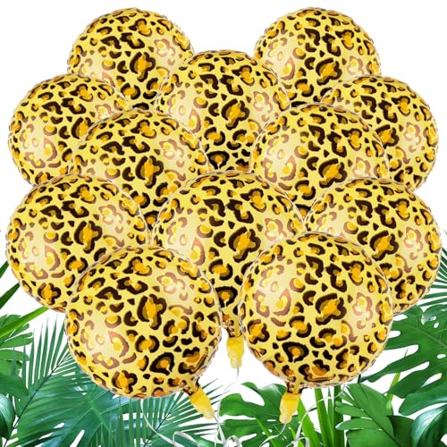HSLCGF 12 Pcs 18 inch Leopard Print Aluminum Foil Balloons Animal Print Balloons for Zoo Themed Jungle Safari Themed Birthday Decorations - Image 1
