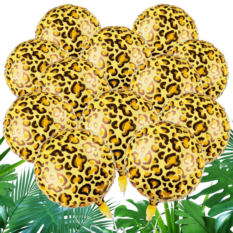 HSLCGF 12 Pcs 18 inch Leopard Print Aluminum Foil Balloons Animal Print Balloons for Zoo Themed Jungle Safari Themed Birthday Decorations - Image 3