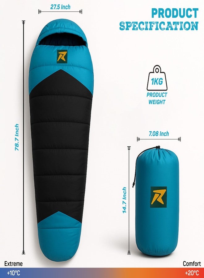 Rocksport Camplite +10°C to +20°C Mummy Shape Sleeping Bag for Camping, Hiking, Indoor & Outdoor, Warm Sleep Bag l Free Adventure Pass - Image 2