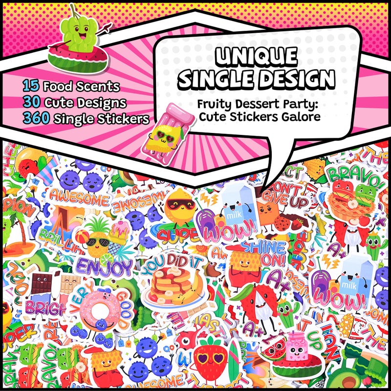 HORIECHALY 360PCS Scratch and Sniff Stickers, Large Scented Stickers for Kids & Teachers Single, Smelly Incentive Motivational Prize, Christmas Gift Bigger Reward for Student Classroom Must Haves School Supplies - Image 3