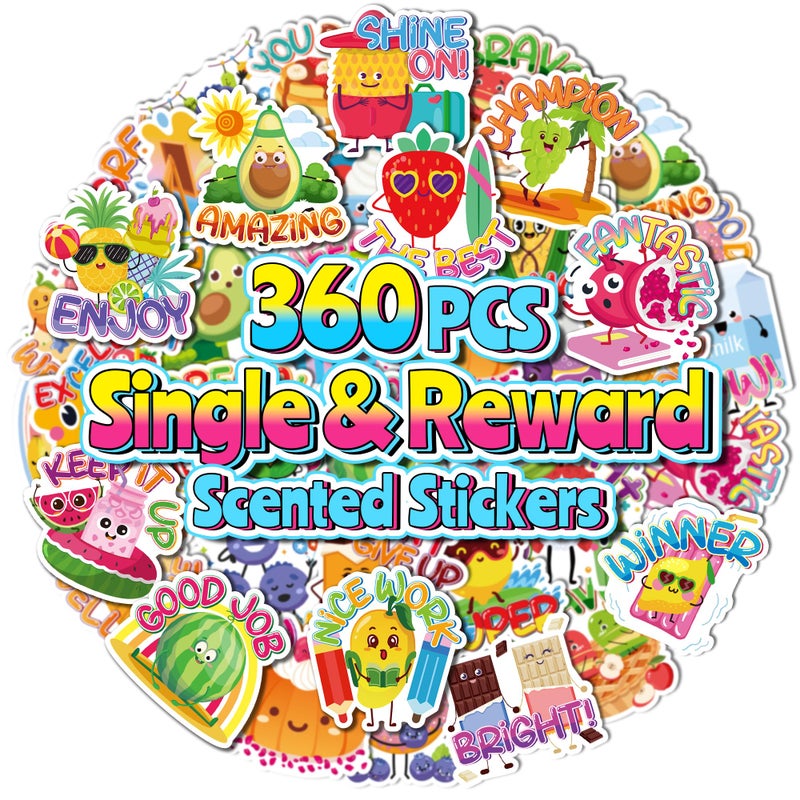 HORIECHALY 360PCS Scratch and Sniff Stickers, Large Scented Stickers for Kids & Teachers Single, Smelly Incentive Motivational Prize, Christmas Gift Bigger Reward for Student Classroom Must Haves School Supplies - Image 1