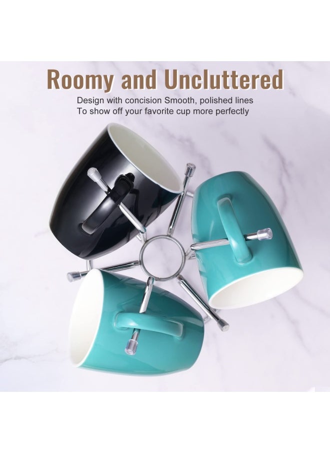HULISEN - Mug Holder For Large Cup Countertop Mug Tree With 6 Hooks Metal Free Standing Coffee Cup Holder Stand For Easy Pick And Place Tea Rack Cup Tree Holder For Large Size Mugs - Image 1