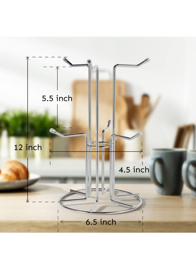 HULISEN - Mug Holder For Large Cup Countertop Mug Tree With 6 Hooks Metal Free Standing Coffee Cup Holder Stand For Easy Pick And Place Tea Rack Cup Tree Holder For Large Size Mugs - Image 1