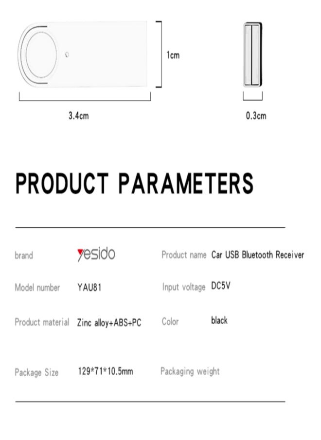 Yesido - Yesido YAU81 USB Wireless Audio Adapter Car Bluetooth Receiver - Image 1