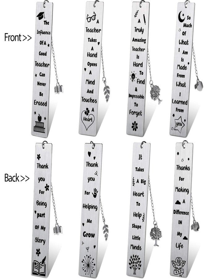 Zonon 4 Pcs Metal Bookmarks End of Year Teacher Gifts Graduation Book Page Marker with Pendants Thank You Gifts for Teacher Appreciation Women Instructor Birthday Reading Lovers Office(Stylish Style) - Image 4