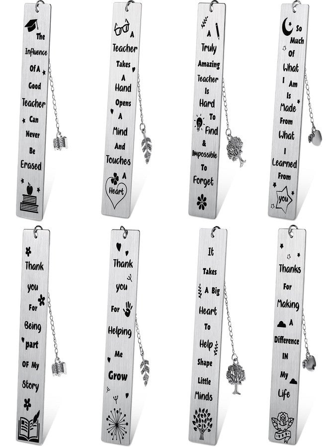 Zonon 4 Pcs Metal Bookmarks End of Year Teacher Gifts Graduation Book Page Marker with Pendants Thank You Gifts for Teacher Appreciation Women Instructor Birthday Reading Lovers Office(Stylish Style) - Image 1