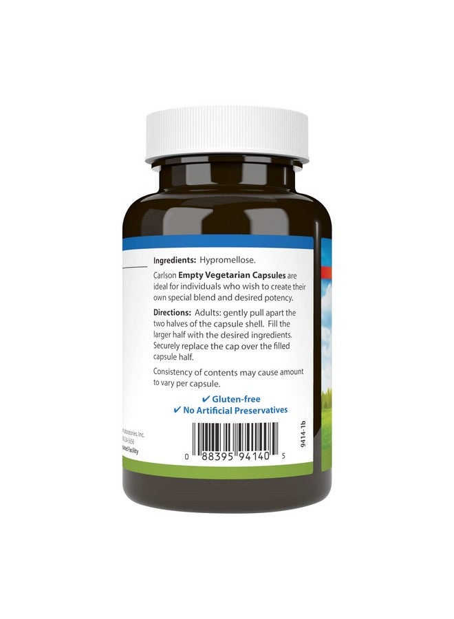 Carlson - Empty Vegetarian #1 Medium-Small Capsules, Easy to Separate & Fill, with Screw Cap Bottle, 200 Capsules - Image 3