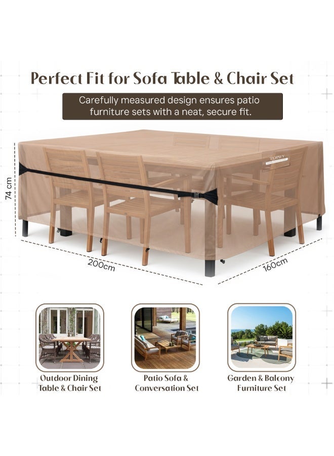 TOPIFY 420D Waterproof Outdoor Furniture Cover Set, Premium Quality Garden Patio Furniture Covers Dust Proof Anti-UV Heavy Duty PVC Coated Durable Sofa Table & Chair Cover 200x160x74cm - Image 2
