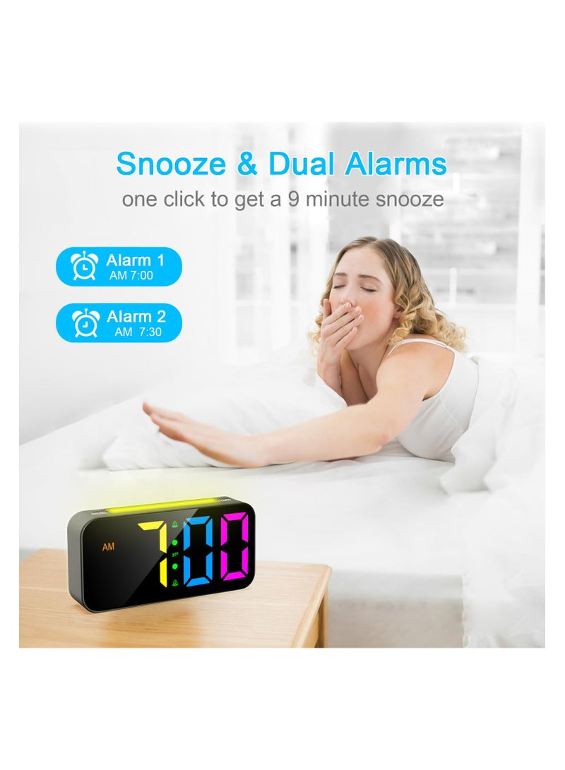 Digital Alarm Clock with Night Light, Alarm Clocks Bedside, Large LED Display, Full Range Brightness, Snooze, 12/24H, Loud Alarm Clocks for Heavy Sleepers, Bedside Alarm Clock for Kids, Seniors  - Image 4