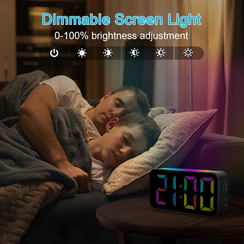 Digital Alarm Clock with Night Light, Alarm Clocks Bedside, Large LED Display, Full Range Brightness, Snooze, 12/24H, Loud Alarm Clocks for Heavy Sleepers, Bedside Alarm Clock for Kids, Seniors - Image 2