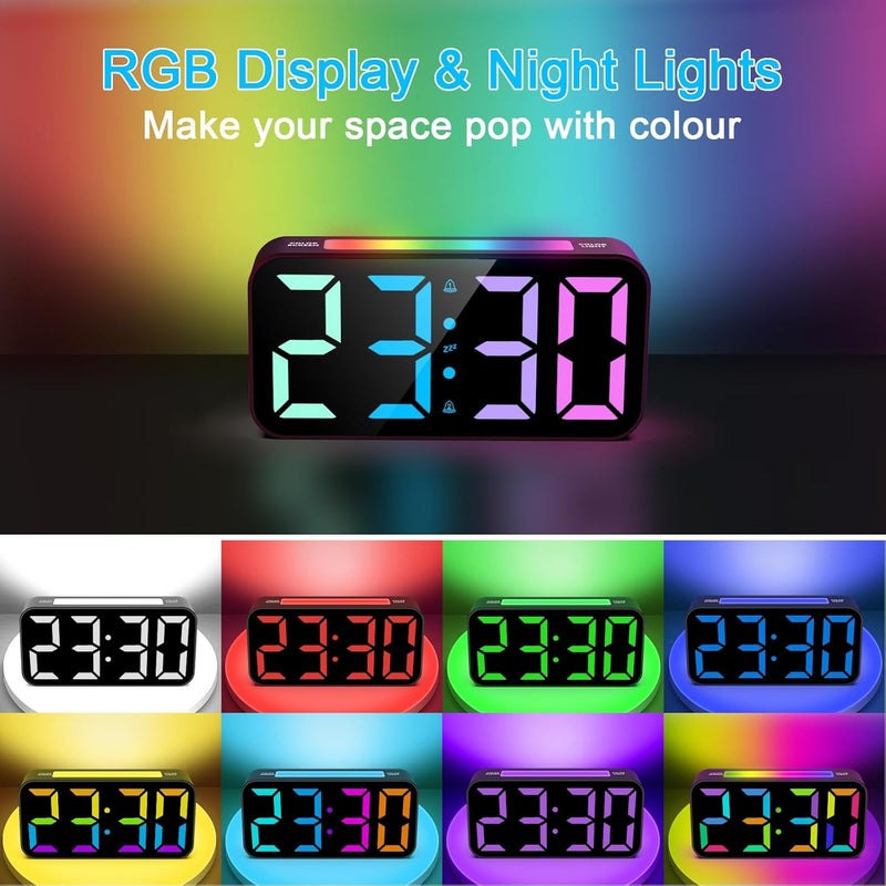 Digital Alarm Clock with Night Light, Alarm Clocks Bedside, Large LED Display, Full Range Brightness, Snooze, 12/24H, Loud Alarm Clocks for Heavy Sleepers, Bedside Alarm Clock for Kids, Seniors - Image 3
