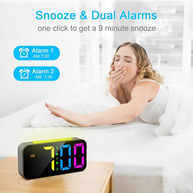 Digital Alarm Clock with Night Light, Alarm Clocks Bedside, Large LED Display, Full Range Brightness, Snooze, 12/24H, Loud Alarm Clocks for Heavy Sleepers, Bedside Alarm Clock for Kids, Seniors - Image 4