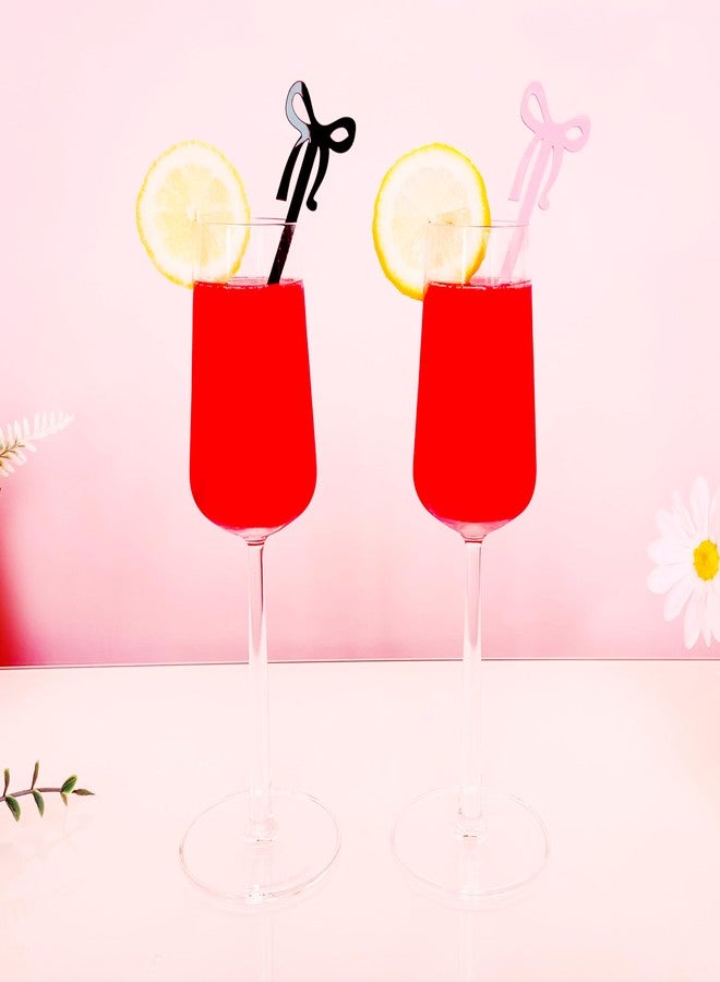 XMZY Pink Bow Drink Stirrers 20PCS Acrylic Coffee Stir Sticks for Shirley Temple Bar Supplies Coquette Birthday Party Decorations Wedding Accessories (Pink) - Image 3