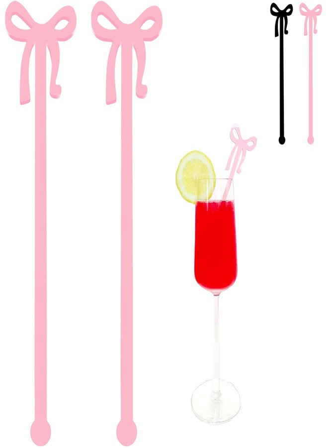 XMZY Pink Bow Drink Stirrers 20PCS Acrylic Coffee Stir Sticks for Shirley Temple Bar Supplies Coquette Birthday Party Decorations Wedding Accessories (Pink) - Image 1