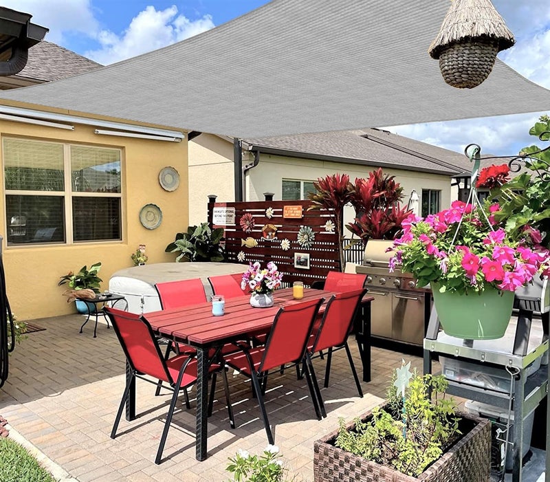 INFRANGE 8' x 8' Rectangle Sun Shade Sails Canopy UV Block for Patio Deck Pergola Yard Lawn Outdoor Activities (Gray) - Image 1