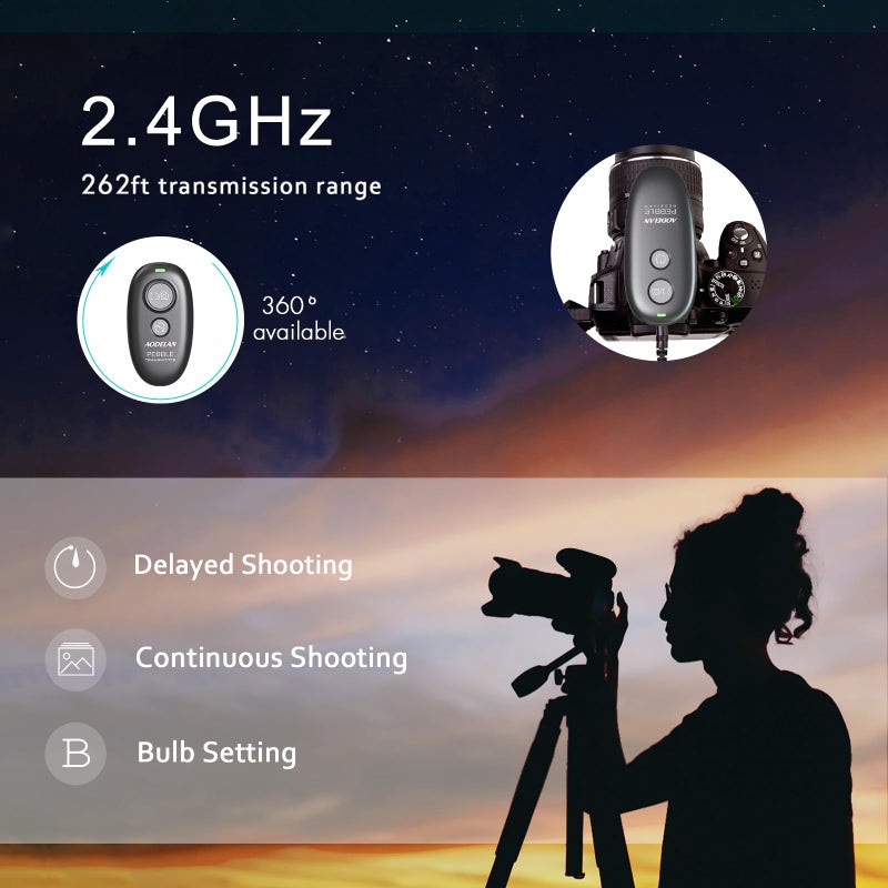 AODELAN Wireless Shutter Release Remote Control for Nikon D750, D5300, D5600, D7200, D7500, Z6, Z7, Z9, D800, D850, Coolpix P1000 - Image 3