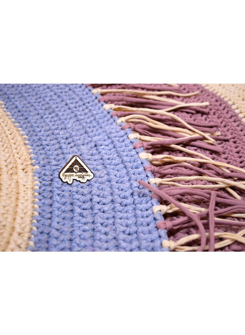 Egypt Antiques - Rug or walker, 100% natural cotton handmade by Egypt Antiques Cyan X fat X Brown - Image 1
