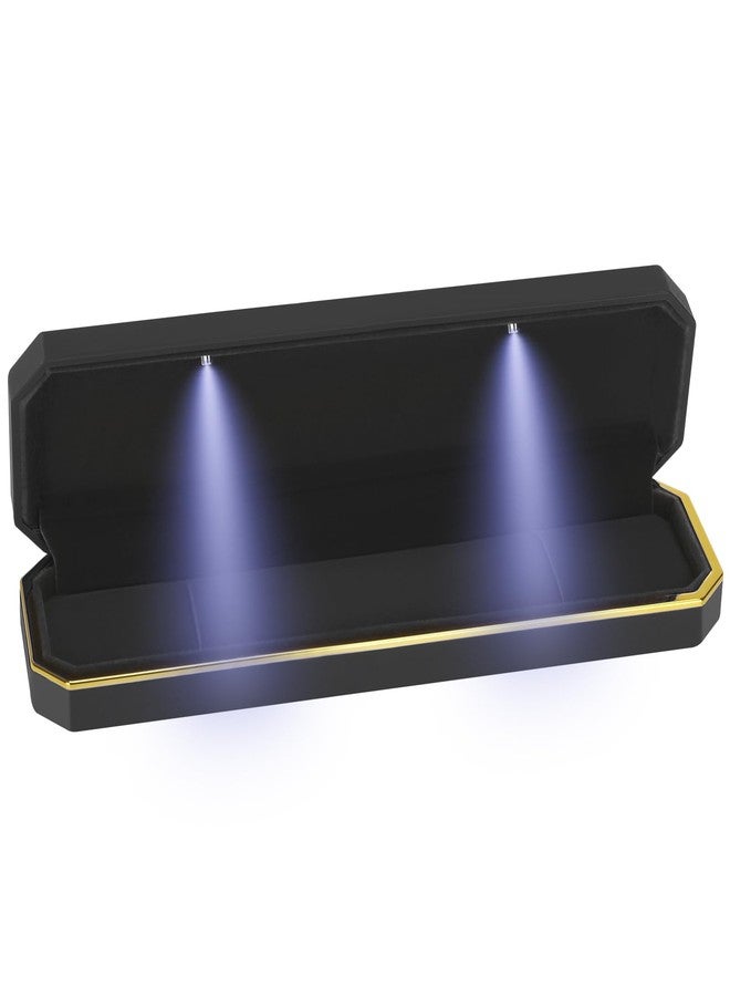LETURE Luxury LED Necklace Long Chain Gift Box with LED Light, Velvet Jewelry Box Storage Case Organizer Holder (Black) - Image 5