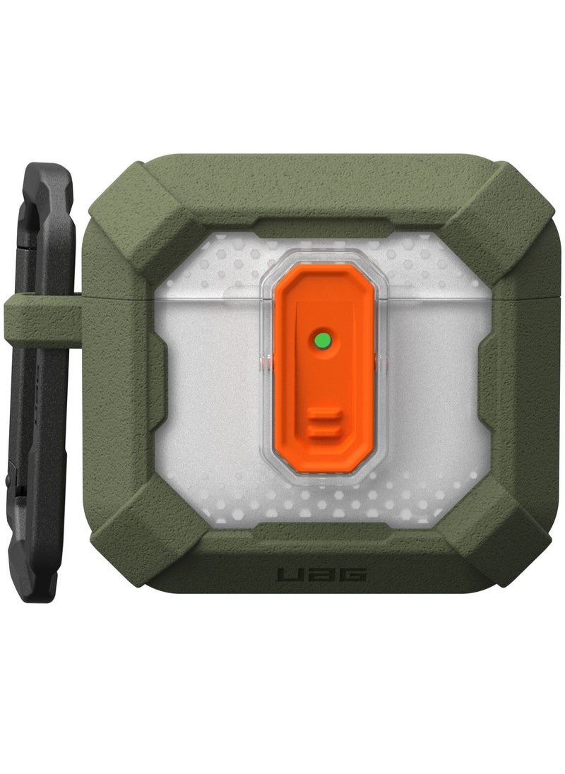 Urban Armor Gear - UAG Plasma AirPods 4 Case Cover Rugged Hard Shell Mil Grade with Secure Lock & Carabiner - Olive Drab - Image 1