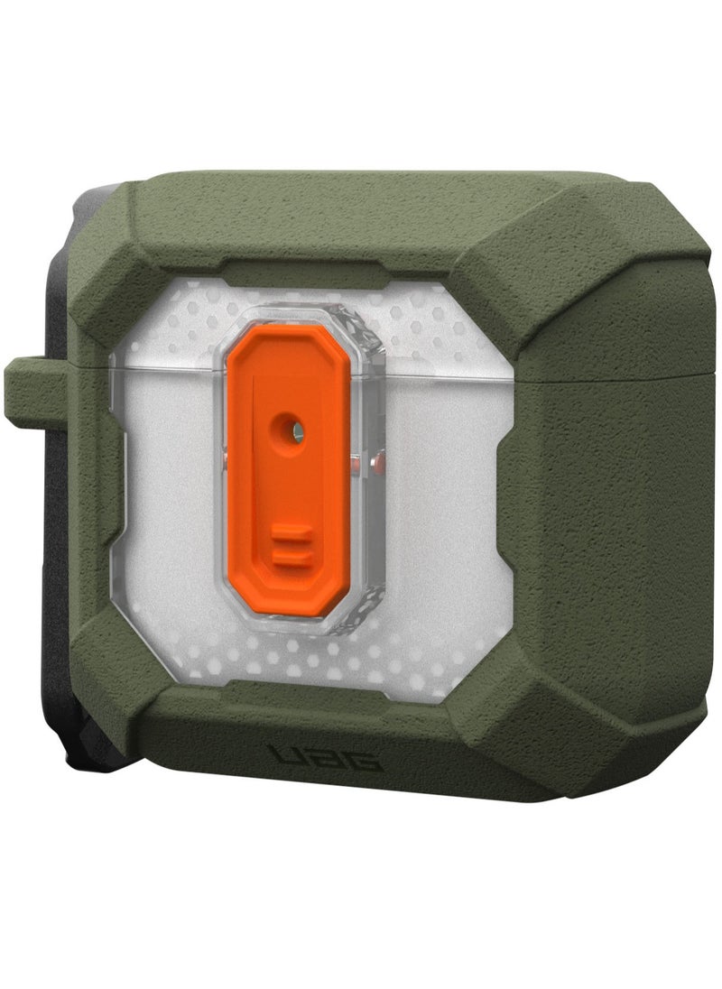 Urban Armor Gear - UAG Plasma AirPods 4 Case Cover Rugged Hard Shell Mil Grade with Secure Lock & Carabiner - Olive Drab - Image 1