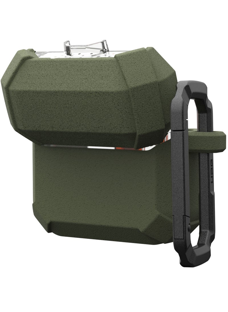 Urban Armor Gear - UAG Plasma AirPods 4 Case Cover Rugged Hard Shell Mil Grade with Secure Lock & Carabiner - Olive Drab - Image 1